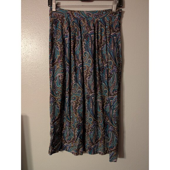 Vintage Laura Jean Paisley Skirt Size 10 Rayon Midi Boho 80s 90s Made in USA - Picture 2 of 7